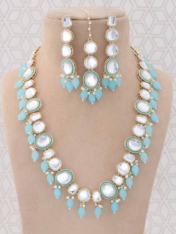 Turquoise Aakansha Kundan Jewellery Set