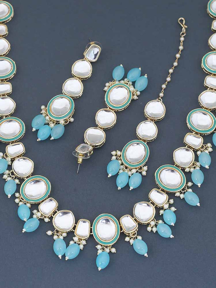 Turquoise Aakansha Kundan Jewellery Set