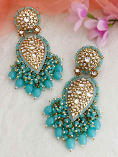Turquoise Chaitali Designer Earrings - Bling Bag