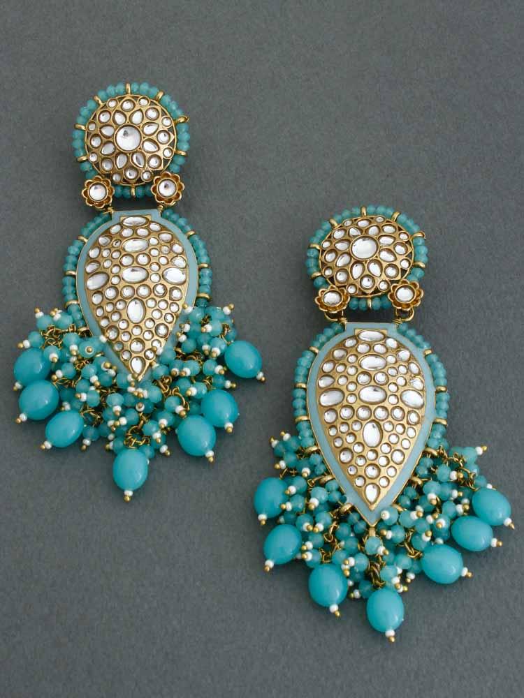 Turquoise Chaitali Designer Earrings - Bling Bag