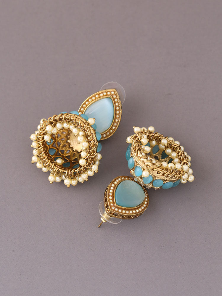 Turquoise Charuja Jhumkis
