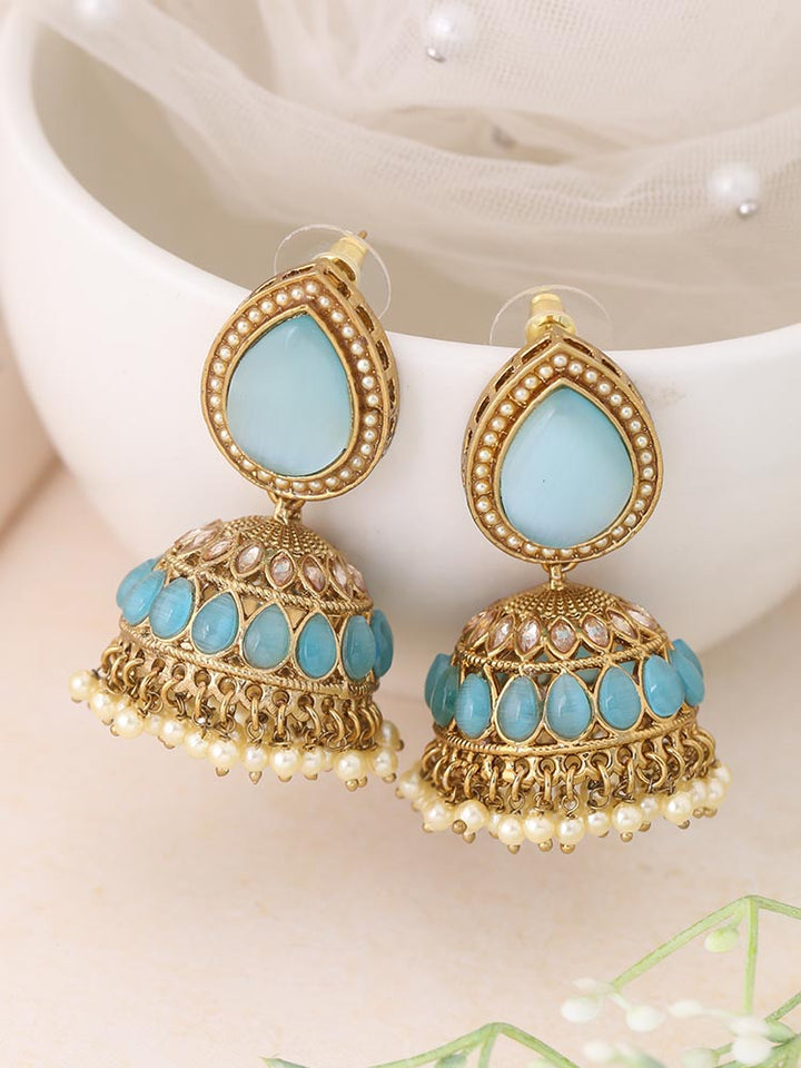 Turquoise Charuja Jhumkis