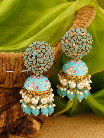 earrings - Bling Bag Turquoise Daliha Jhumki Earrings