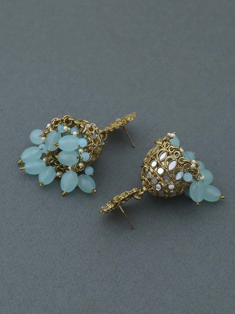 Turquoise Dhasan Jhumkis