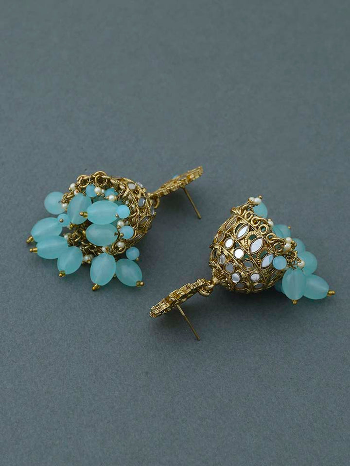 Turquoise Dhasan Jhumkis