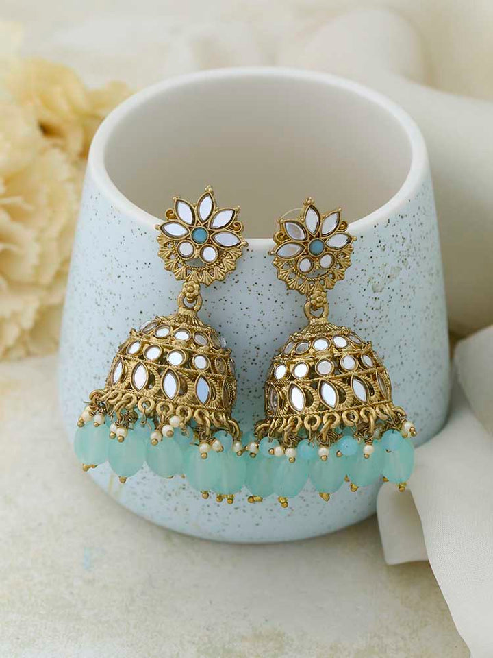 Turquoise Dhasan Jhumkis