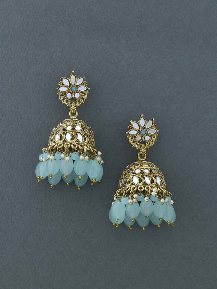 Turquoise Dhasan Jhumkis