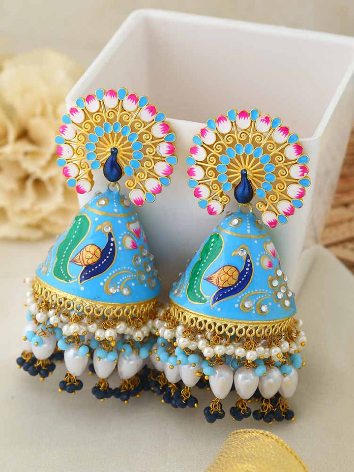 Turquoise Mahek Meena Jhumkis