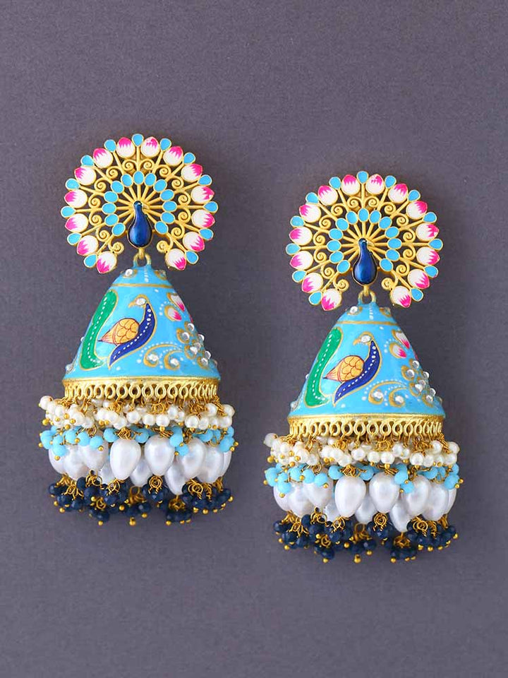 Turquoise Mahek Meena Jhumkis