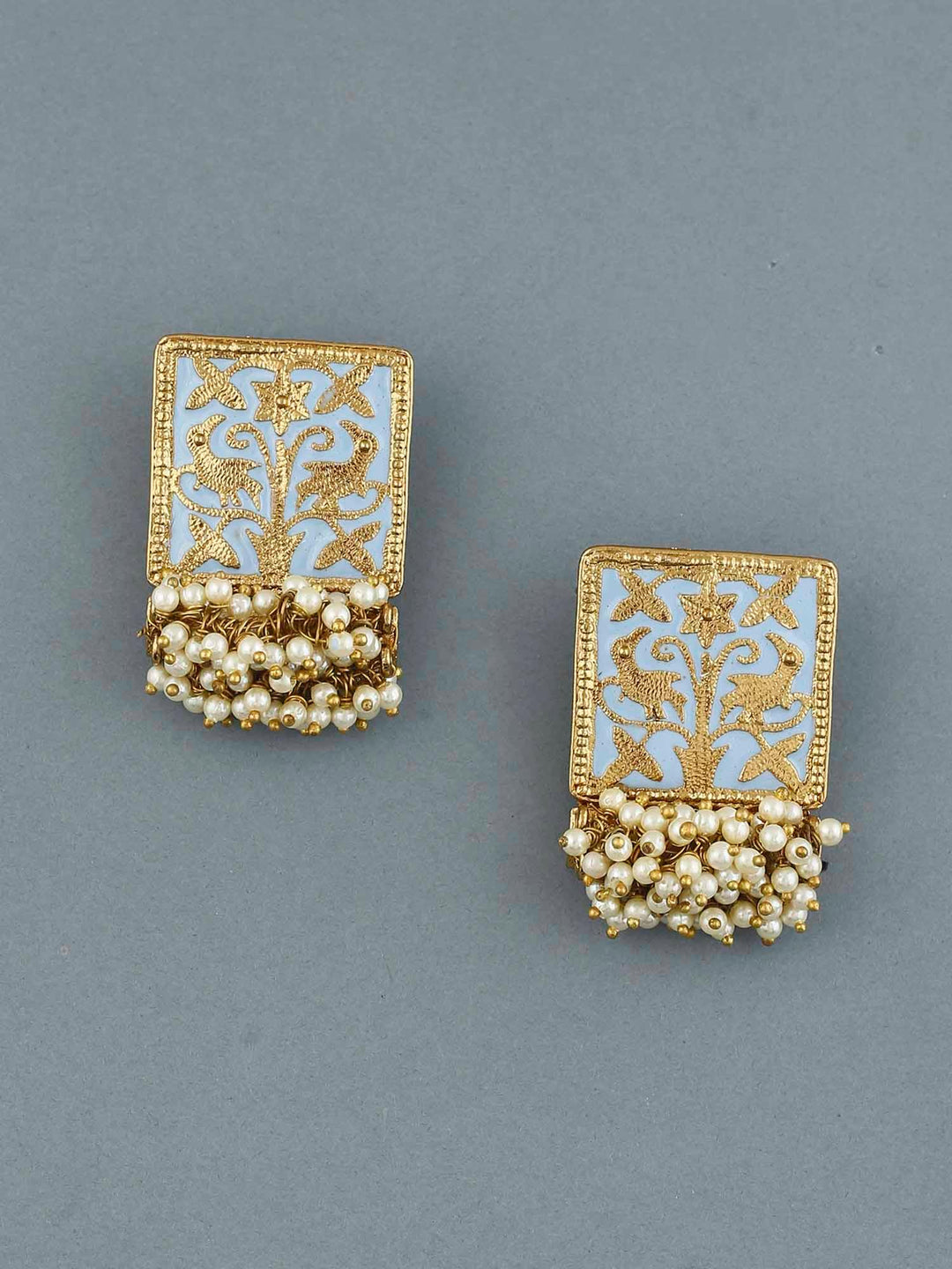 earrings - Bling Bag Turquoise Gowri Designer Studs