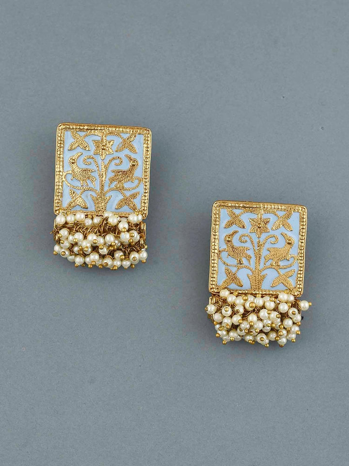 earrings - Bling Bag Turquoise Gowri Designer Studs
