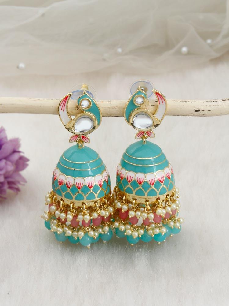 Turquoise Kuku Jhumkis - Bling Bag