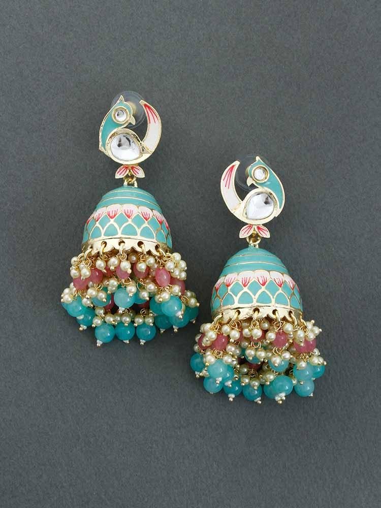 Turquoise Kuku Jhumkis - Bling Bag