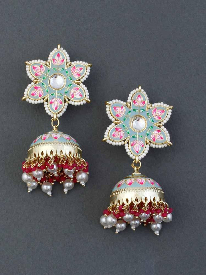 Turquoise Lata jhumkis - Bling Bag