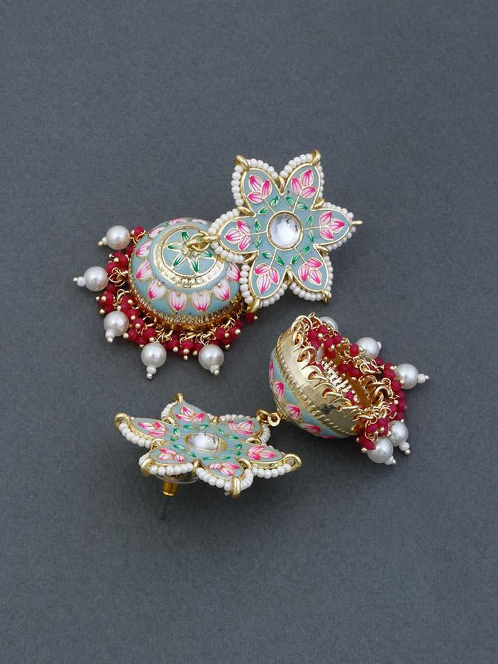 Turquoise Lata jhumkis - Bling Bag