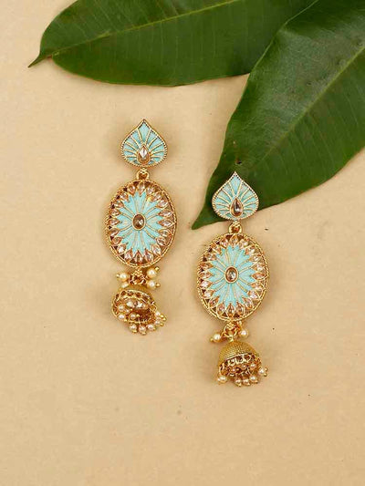 earrings - Bling Bag Turquoise Noor Jhumki Earrings