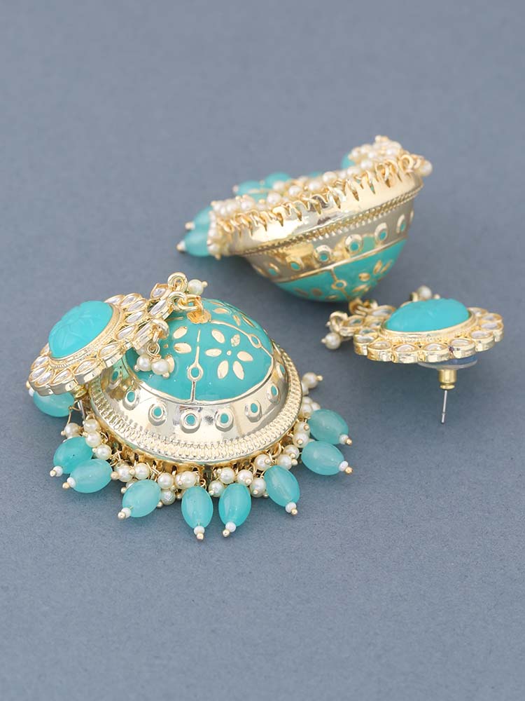 Turquoise Richa Jhumkis