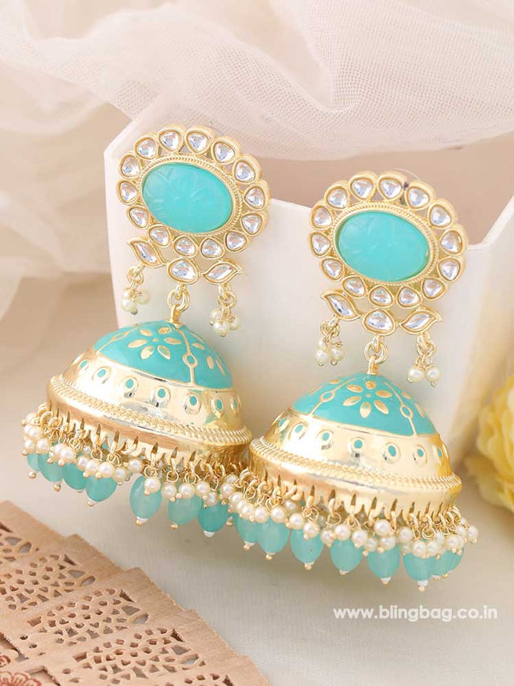 Turquoise Richa Jhumkis