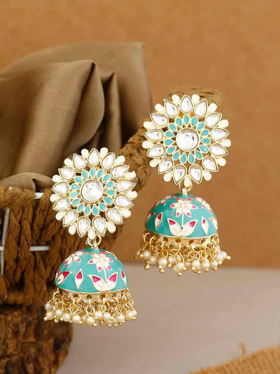 earrings - Bling Bag Turquoise Seema Jhumki Earrings
