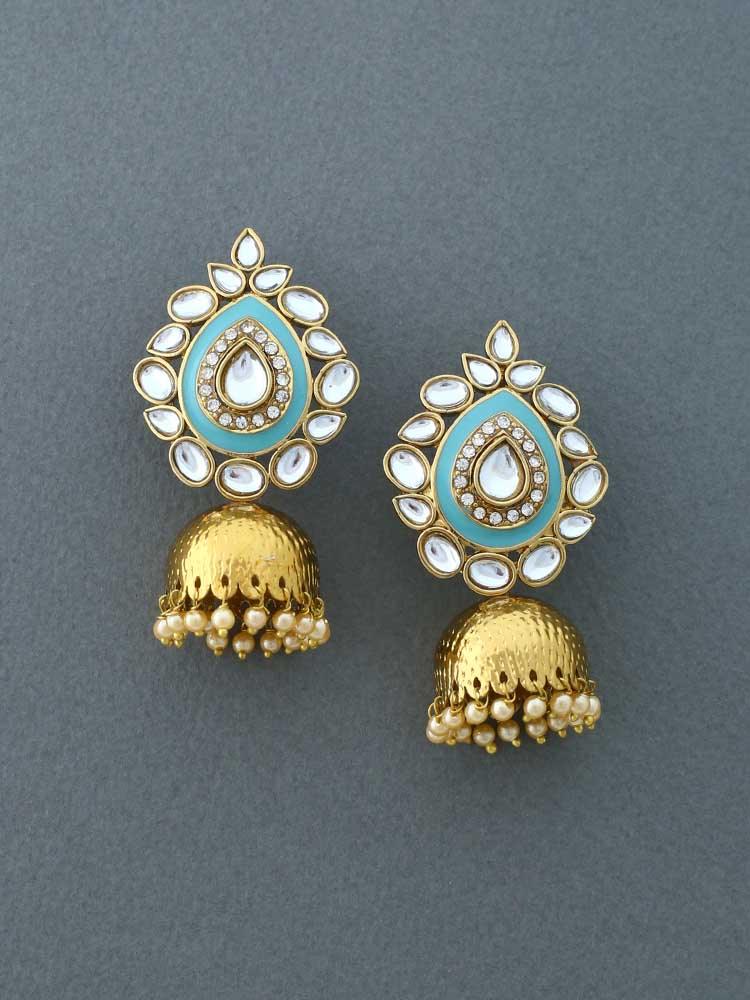 Turquoise Wardha Jhumkis - Bling Bag