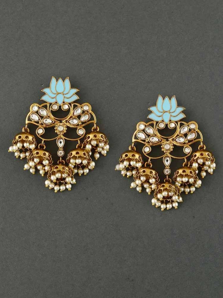 earrings - Bling Bag Sky Lotus Multiple Jhumkis