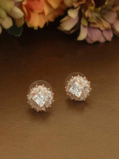 earrings - Bling Bag Rose Gold Vidhi Zirconia Studs