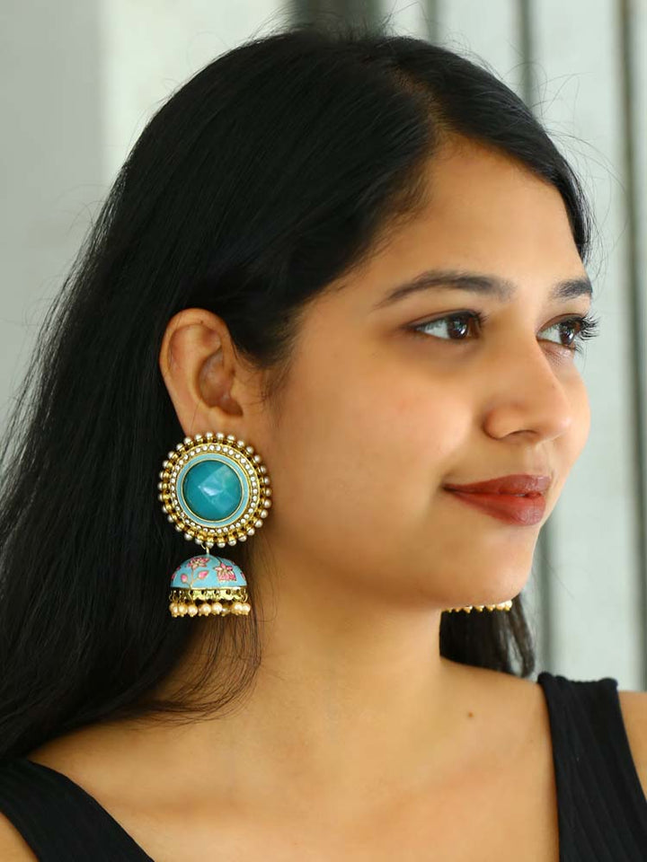 Turquoise Virat Jhumkis