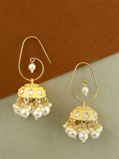 earrings - Bling Bag Yellow Viveka Designer Jhumkis