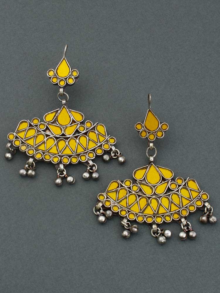 Yellow Zareen Afghani Chandbalis - Bling Bag