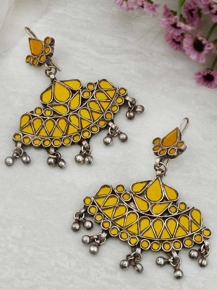 Yellow Zareen Afghani Chandbalis - Bling Bag