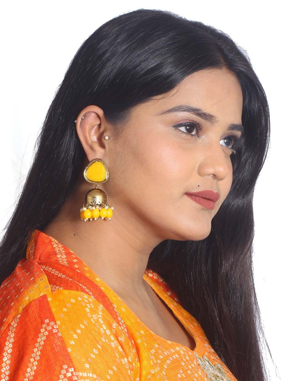 earrings - Bling Bag Mustard Mini Shesha Designer Jhumkis