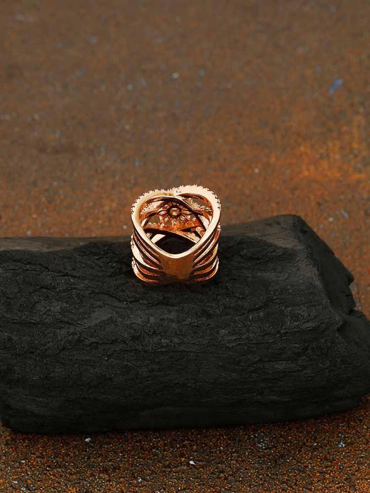 rings - Bling Bag Rose Gold Aarna Zirconia Ring