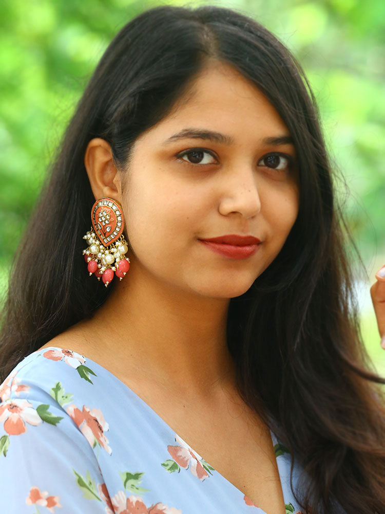 Coral Charmi Dangler Earrings