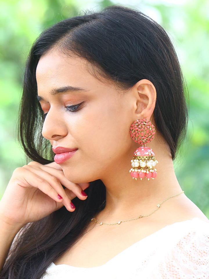 Coral Daliha Jhumkis