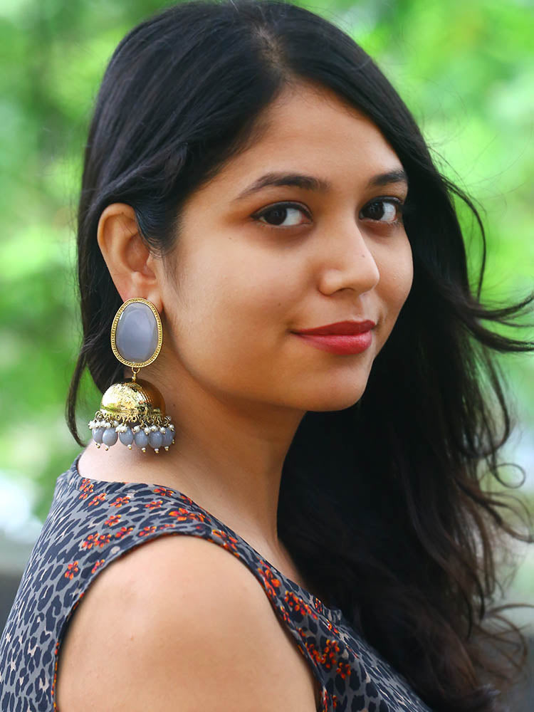 Grey Magna Shesha Jhumkis