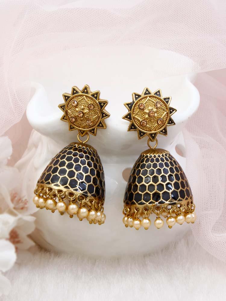 Jet Bell Ethnic Earrings - Bling Bag