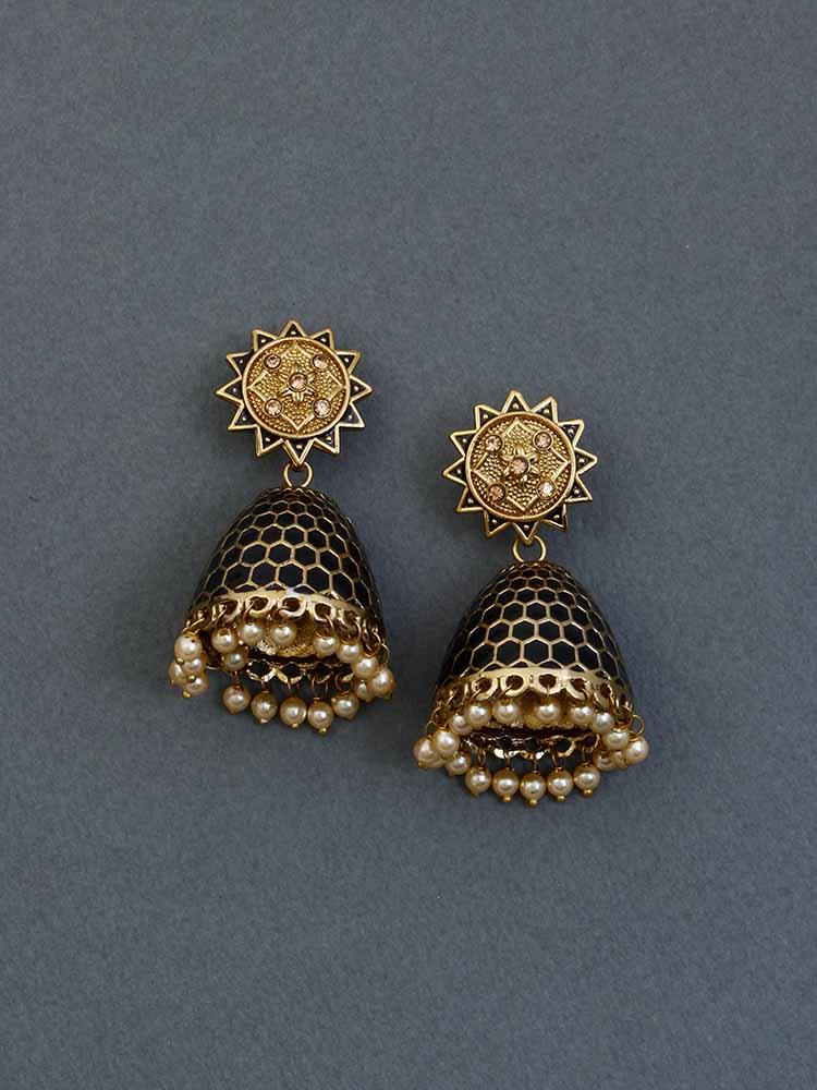 Jet Bell Ethnic Earrings - Bling Bag