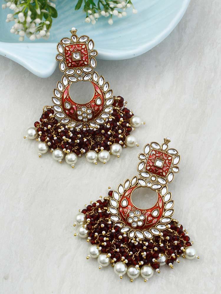 Maroon Jayanti Chandbalis - Bling Bag