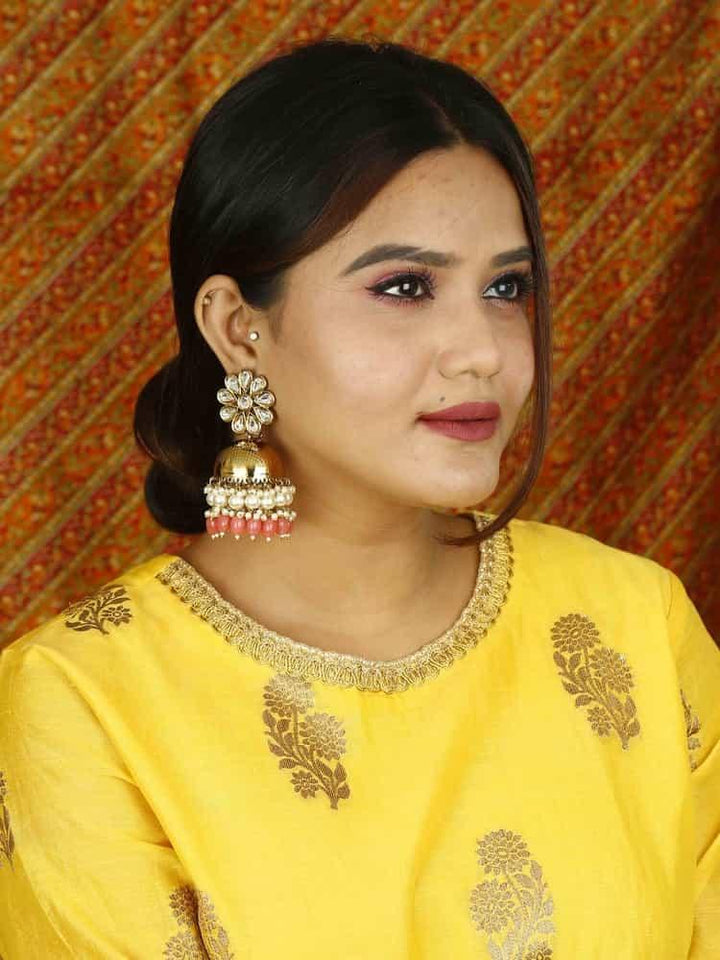 earrings - Bling Bag Coral Akashita Jhumki Earrings