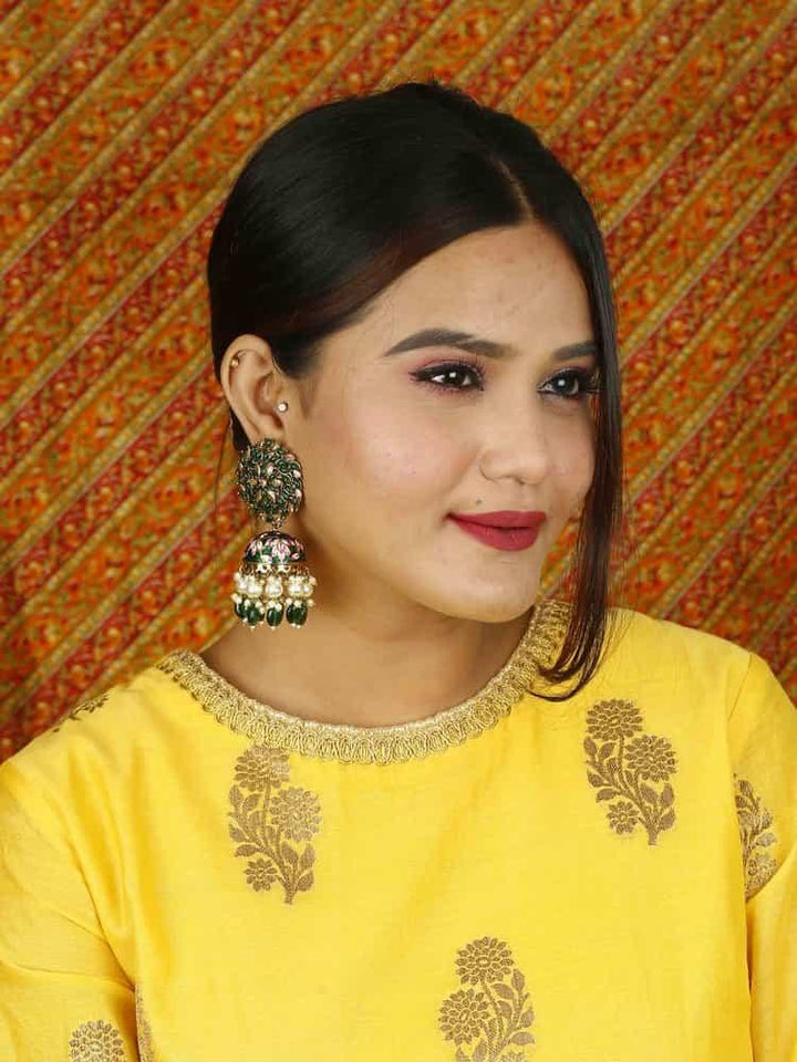 earrings - Bling Bag Emerald Jessi Jhumki Earrings