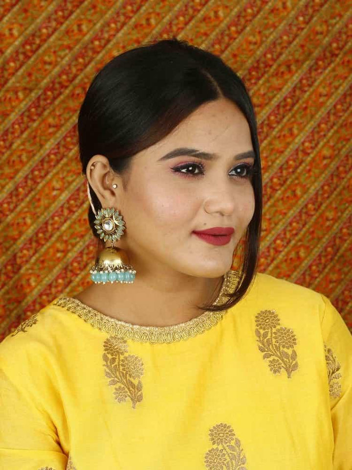 earrings - Bling Bag Turquoise Charita Jhumki Earrings