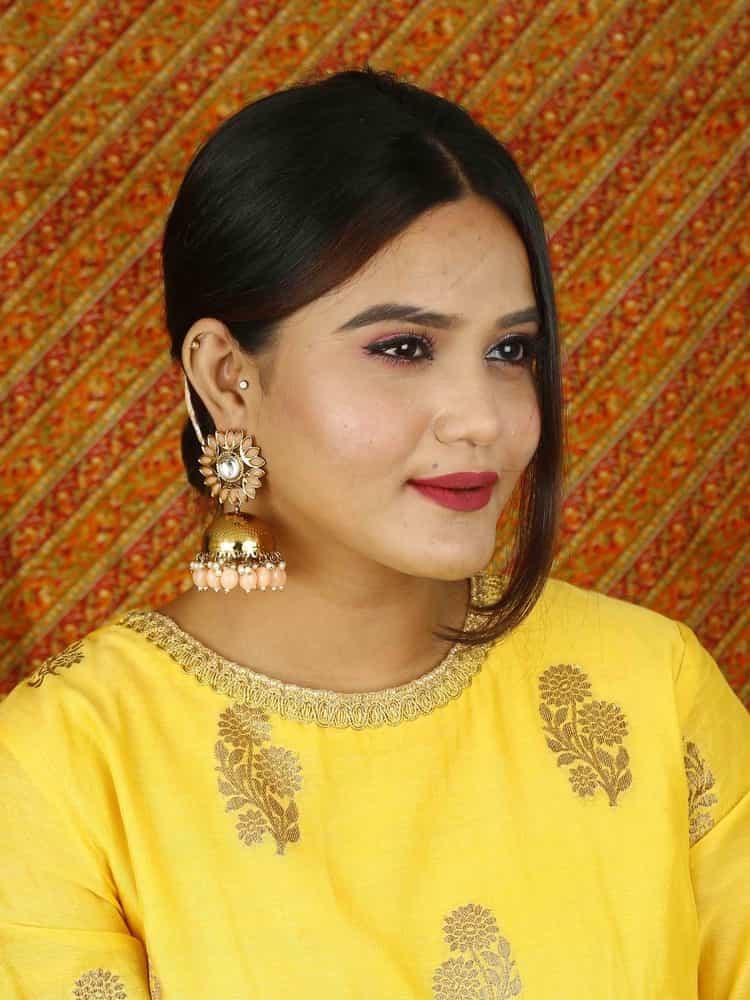 earrings - Bling Bag Peach Charita Jhumki Earrings