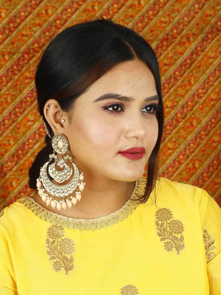 earrings - Bling Bag Peach Bhoomi Chaandbali Earrings