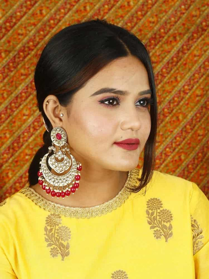 earrings - Bling Bag Red Bhoomi Chaandbali Earrings
