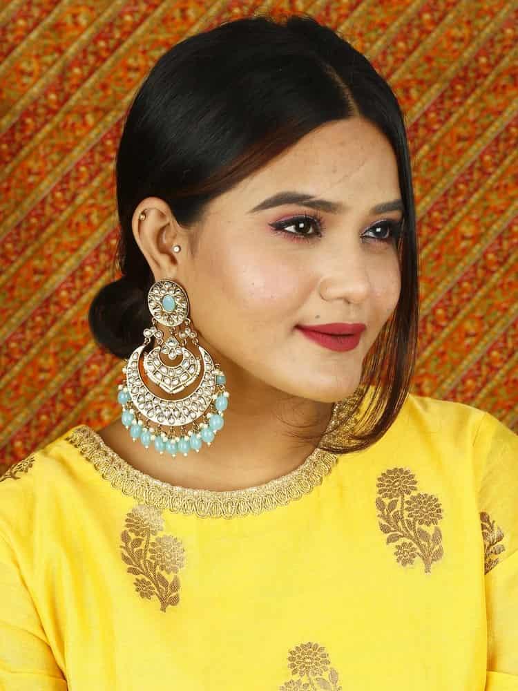 earrings - Bling Bag Turquoise Bhoomi Chaandbali Earrings