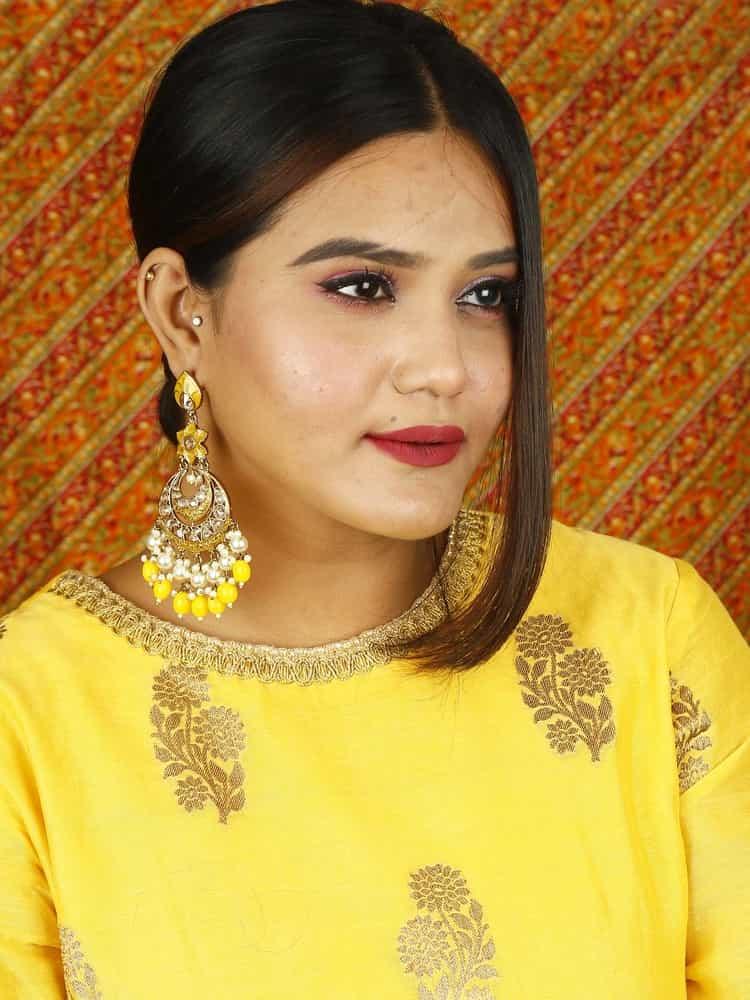 earrings - Bling Bag Lemon Kavya Chaandbali Earrings