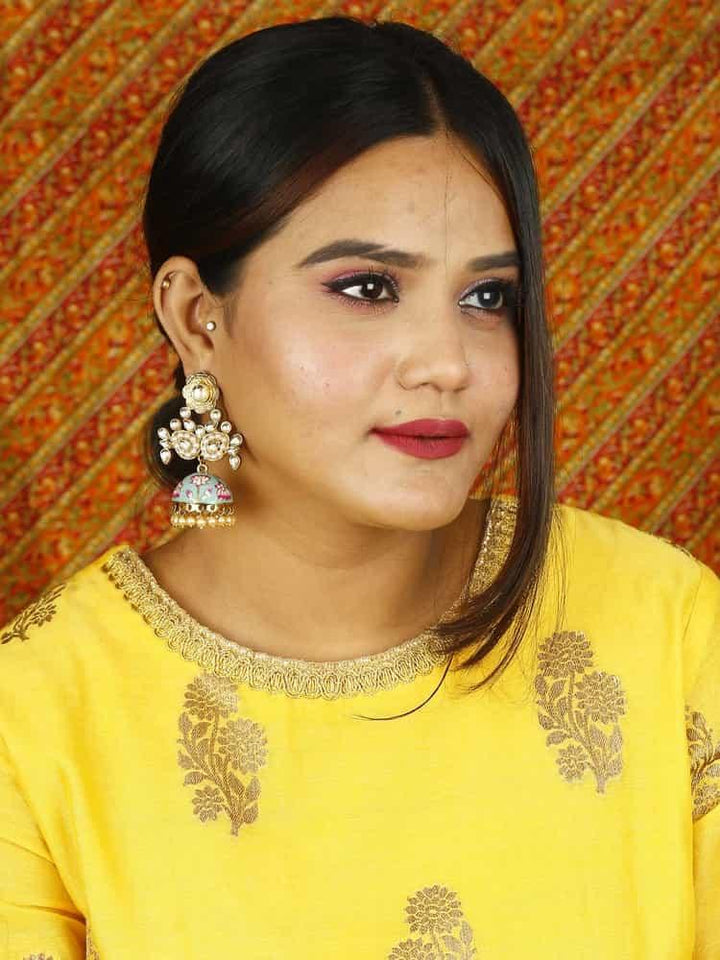 earrings - Bling Bag Turquoise Naile Jhumki Earrings