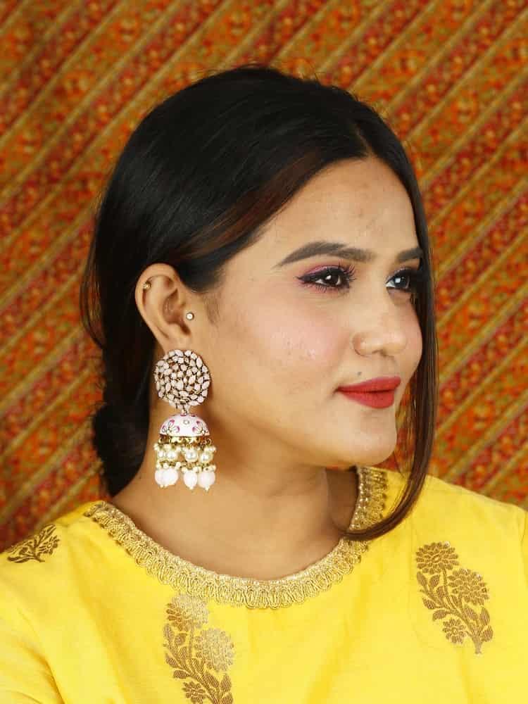 earrings - Bling Bag Lilac Daliha Jhumki Earrings