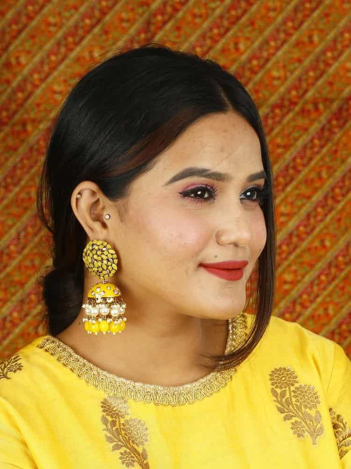 earrings - Bling Bag Lemon Daliha Jhumki Earrings