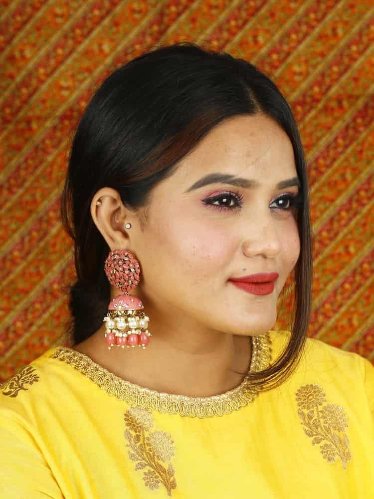 earrings - Bling Bag Coral Daliha Jhumki Earrings